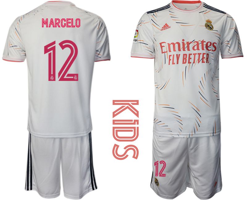 Youth 2021-2022 Club Real Madrid home white #12 Adidas Soccer Jersey